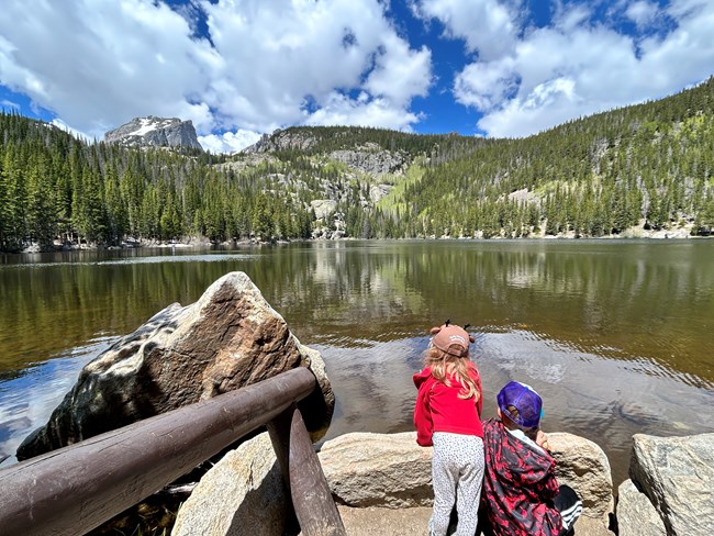 Bear Lake with Jr Rangers looking out