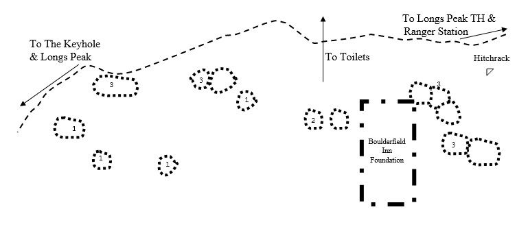 Drawing of Boulderfield Campsite Location