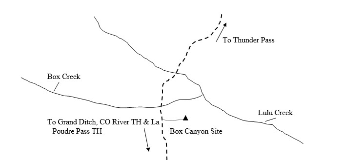 Drawing of Box Canyon Campsite Location