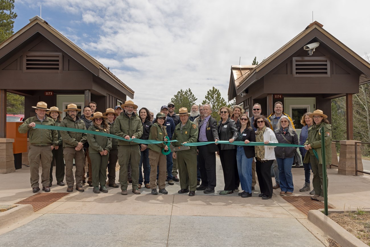 A group of NPS employees and elected officals gathered to celebrate the completion of the Fall River Construction Project