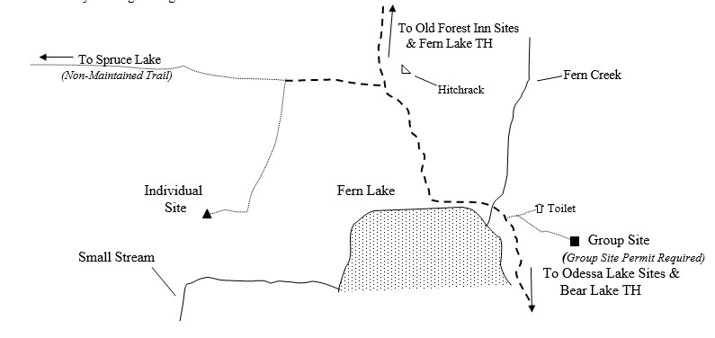 Drawing of Fern Lake Campsite Location