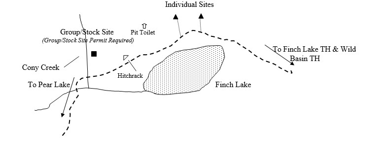 Drawing of Finch Lake Group Campsite Location
