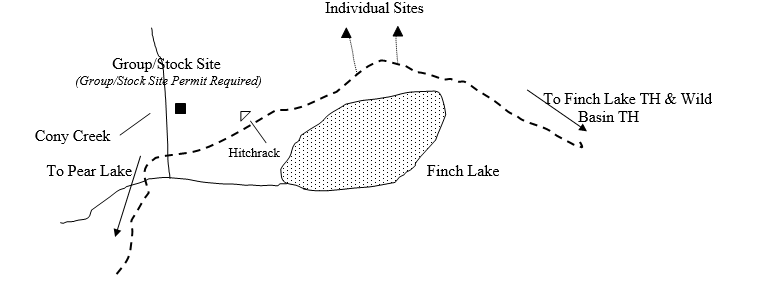 Drawing of Finch Lake Group Campsite Location