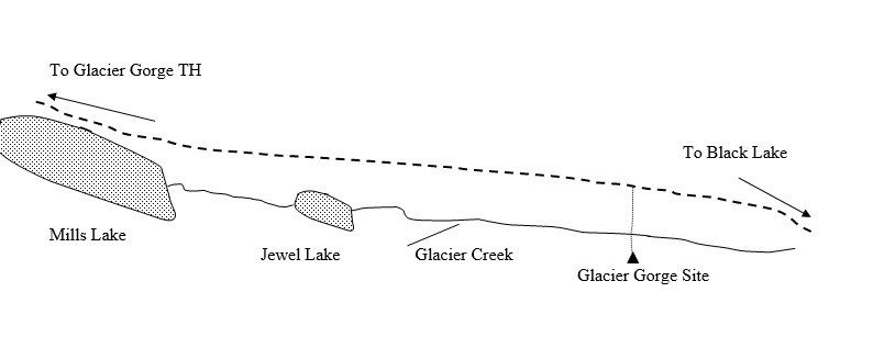 Drawing of Glacier Gorge Campsite Location