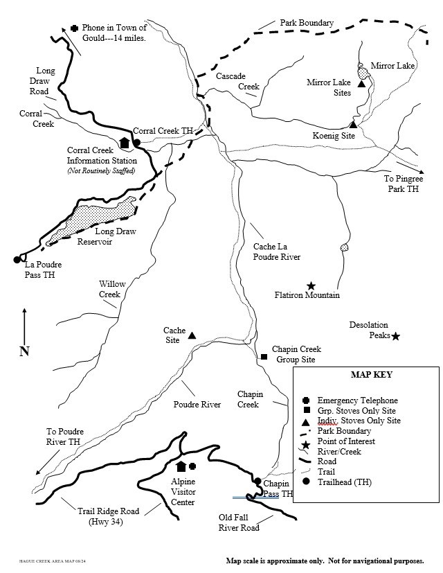 Drawing of Hague Creek area map showing location of wilderness campsites