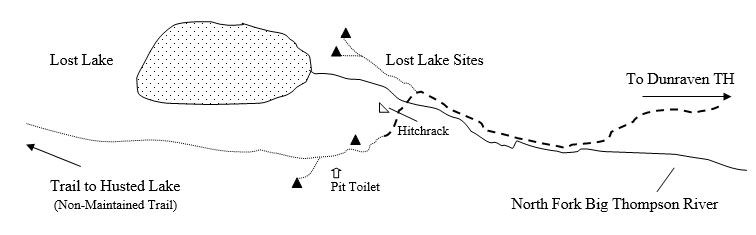 Drawing of Lost Lake Campsite Location
