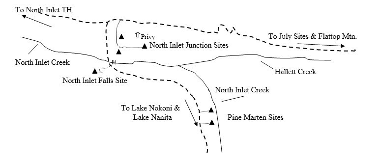 Drawing of North Inlet Falls Campsite Location