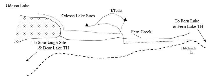 Drawing of Odessa Lake Campsite Location