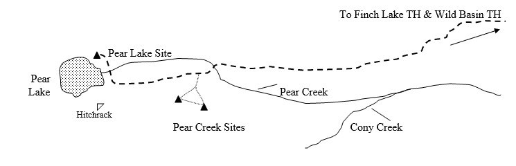 Drawing of Pear Creek Campsite Map and Location Details