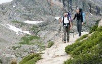 Hikers on an alpine trail
