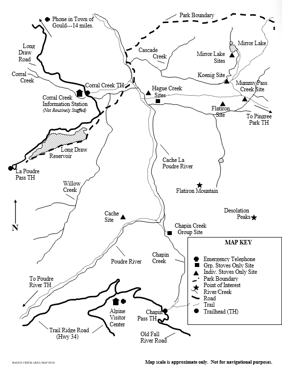 Drawing of Hague Creek area map showing location of wilderness campsites
