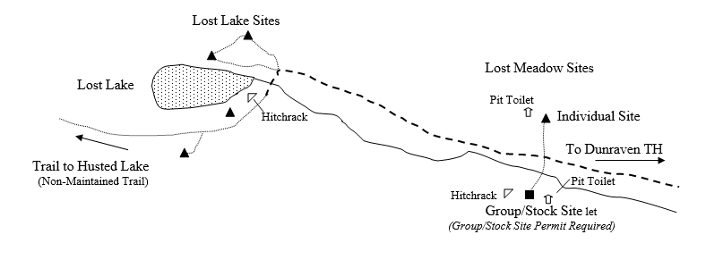 Drawing of Lost Lake Campsite Location
