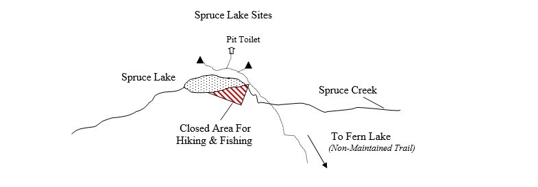 Drawing of Spruce Lake Campsite Location