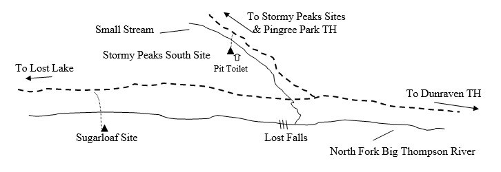 Drawing of Stormy Peaks South Campsite Location