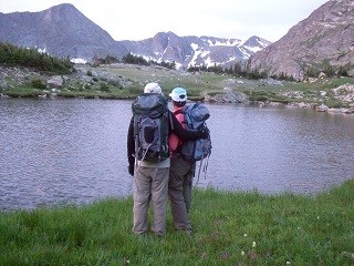 backpackers at unnamed lake 320X240