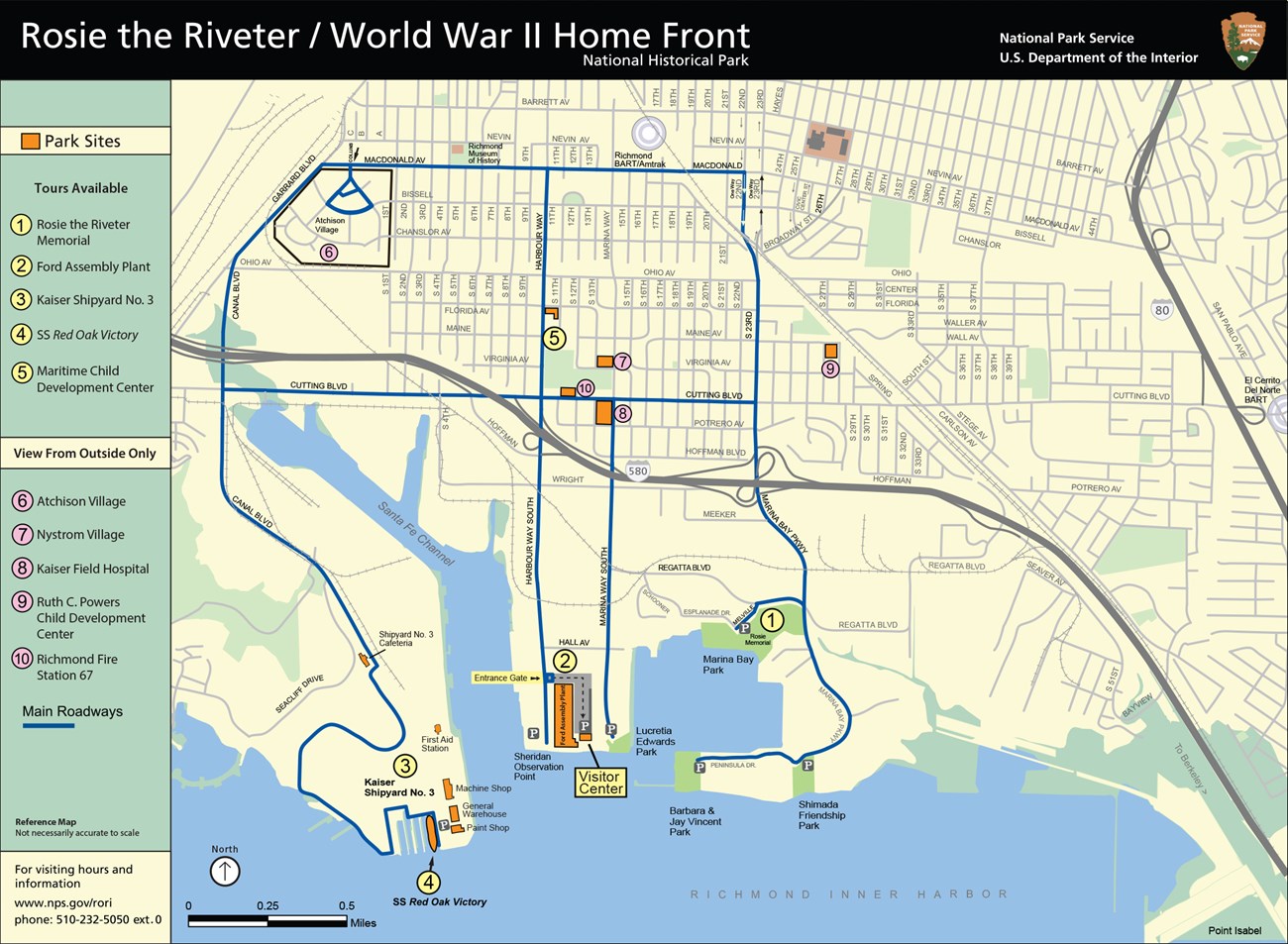 Driving Map for historic sites in Richmond, California.