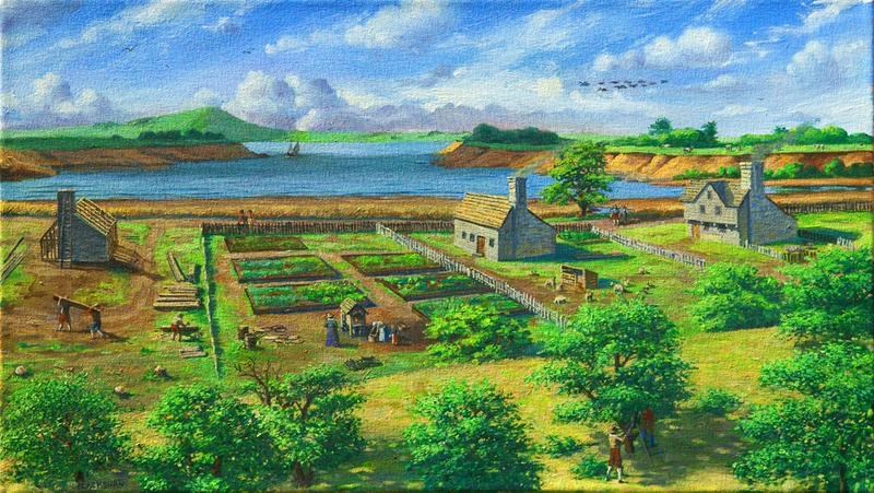 Painting of early Providence Plantation