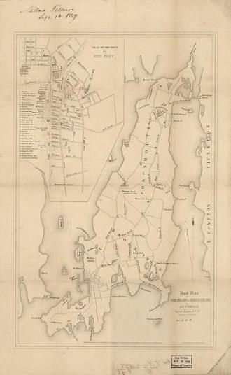 Map of Aquidneck (Rhode) Island - Portsmouth and Newport