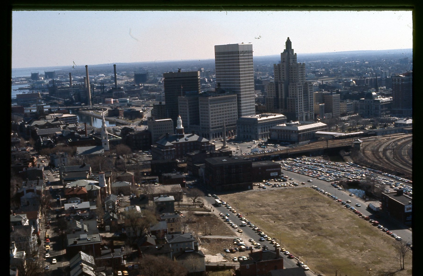 Arial image looking Southward over the National Memorial and Downtown skyline