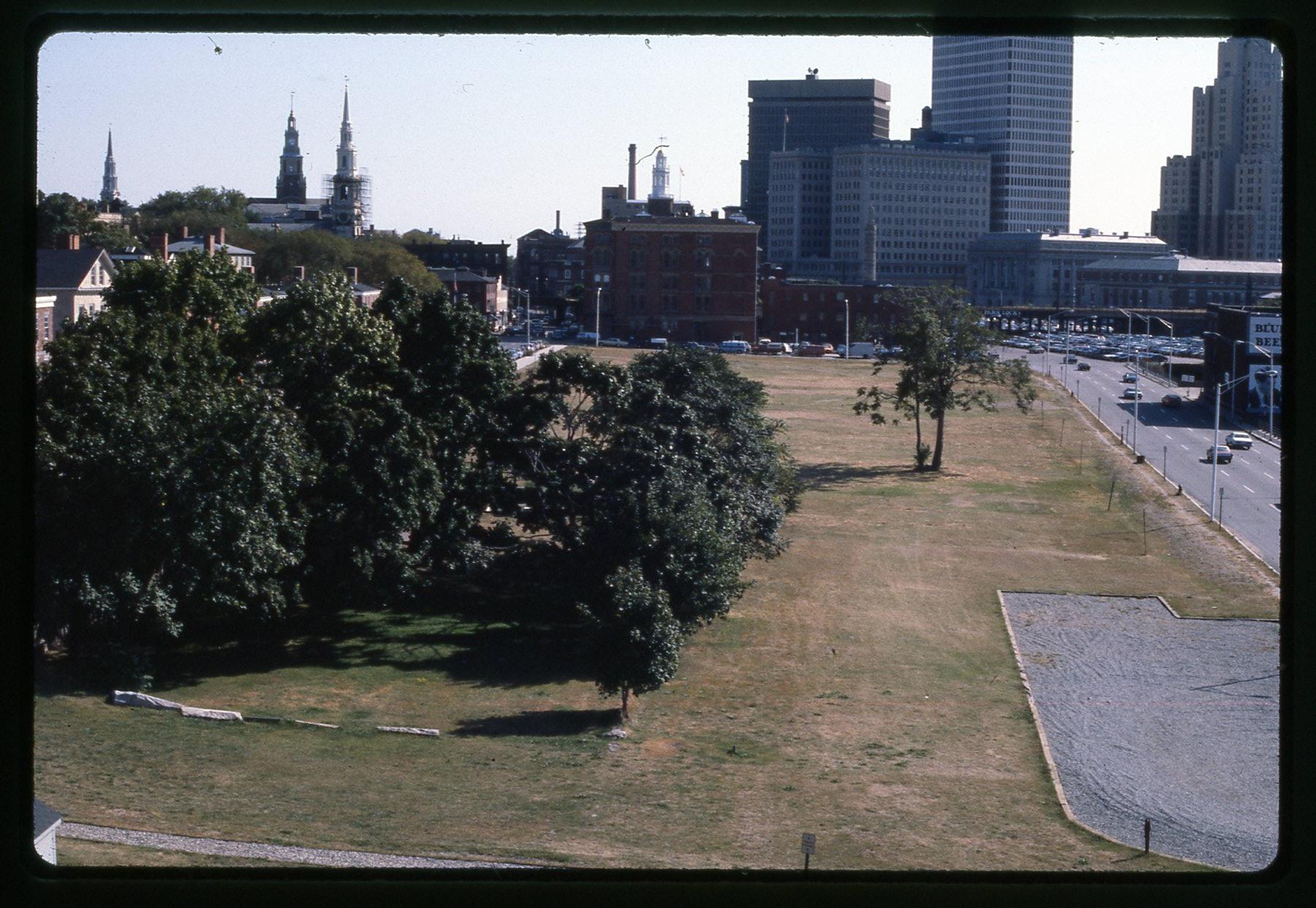 Open landscape with grass, before park construction