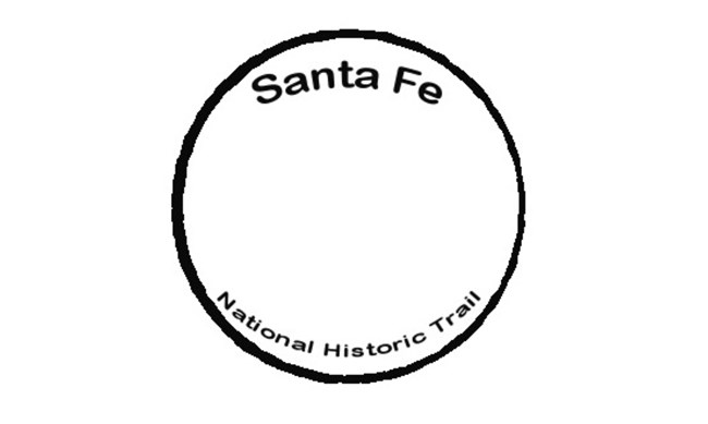 Trail name in black, small text, on the inside of a black circle.