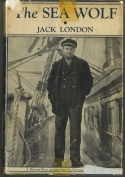 Scan of London's Sea Wolf book jacket showing Edward G. Robinson standing on the sailing ship's deck