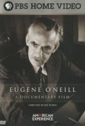 Typography in front of a black and white portrait of Eugene O'Neill turned to his left