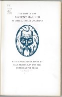 Face of the Ancient Mariner as a blue and white engraving in an oval on cream woven book cloth