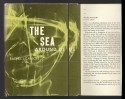 Book jacket with illustration of green seawater with yellow swirls on the left, and textual description of book on the right