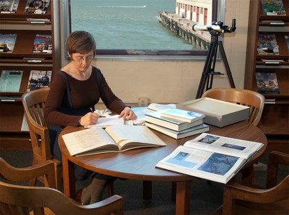 Researcher in Library Reading Room