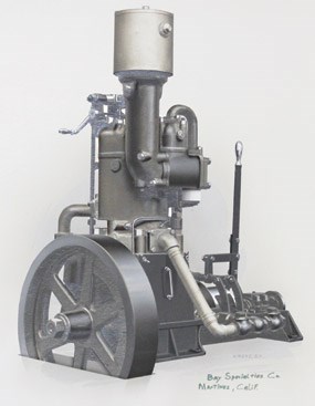 An illustration of a single-cylinder Hicks engine.