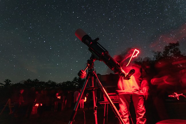 telescope pointed at stary sky