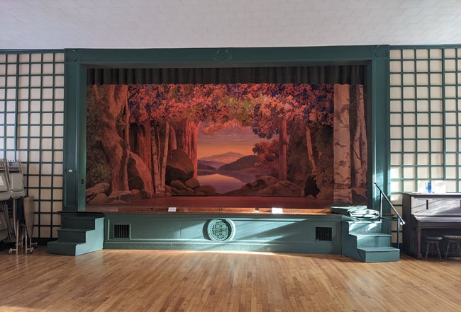 stage with painted landscape set