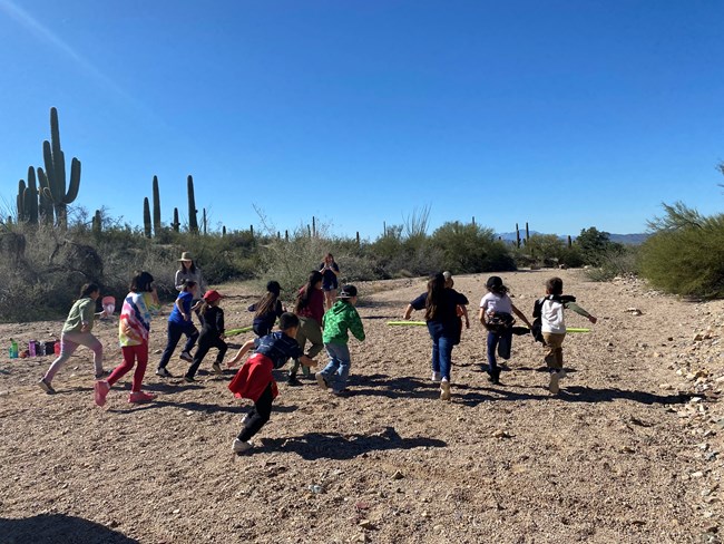 kids all running through wash
