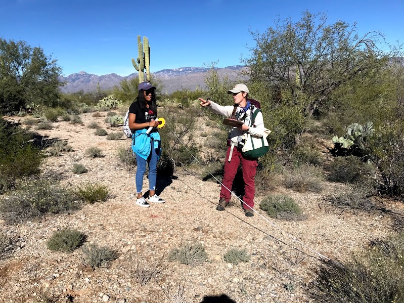 Park staff explaining to a student