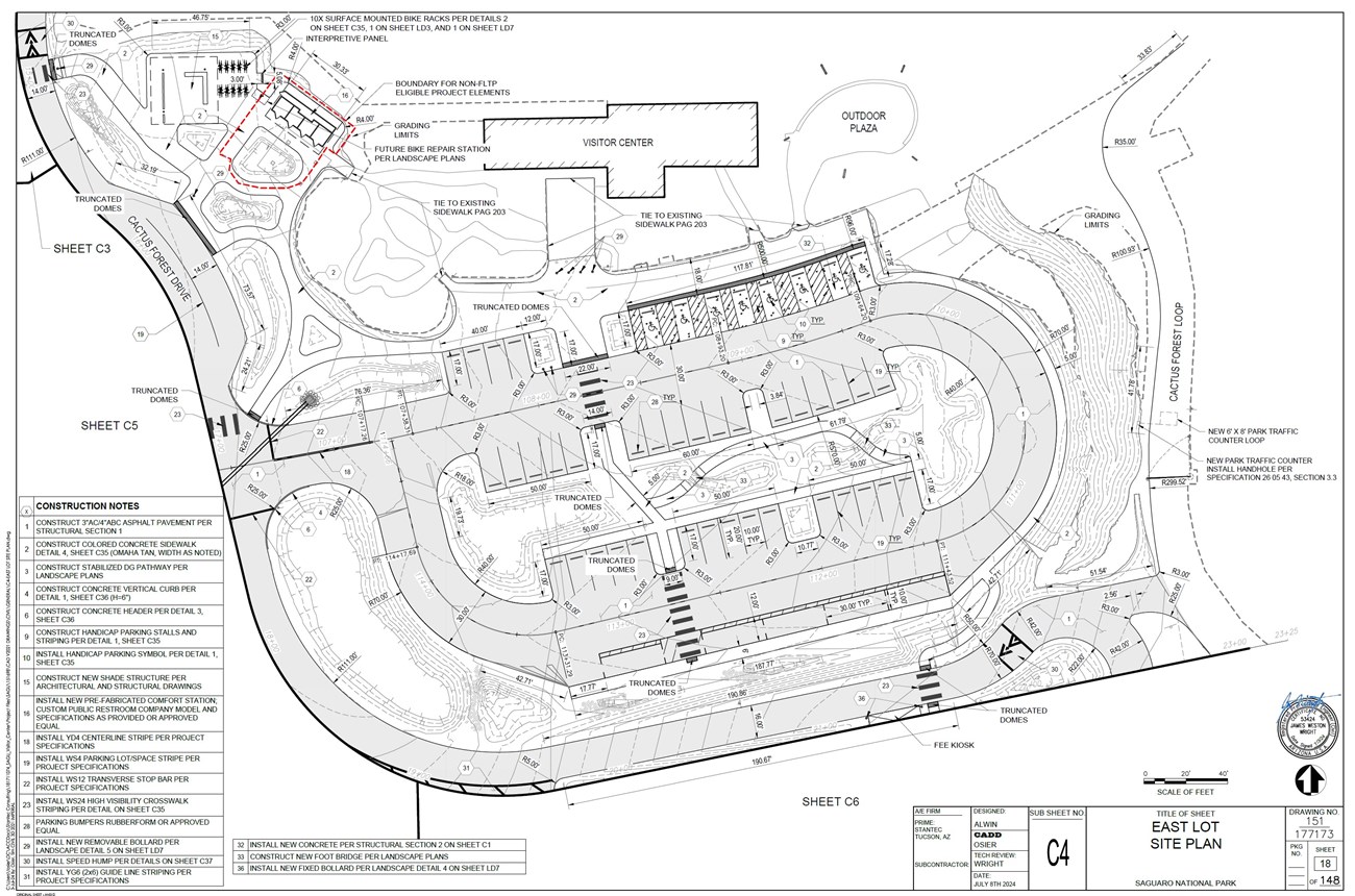 Bird's eye view of RMD parking lot blueprint for proposed new construction.