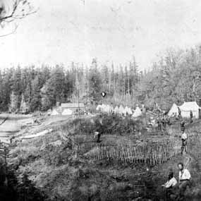 Royal Marines working in the vegetable garden, circa 1860