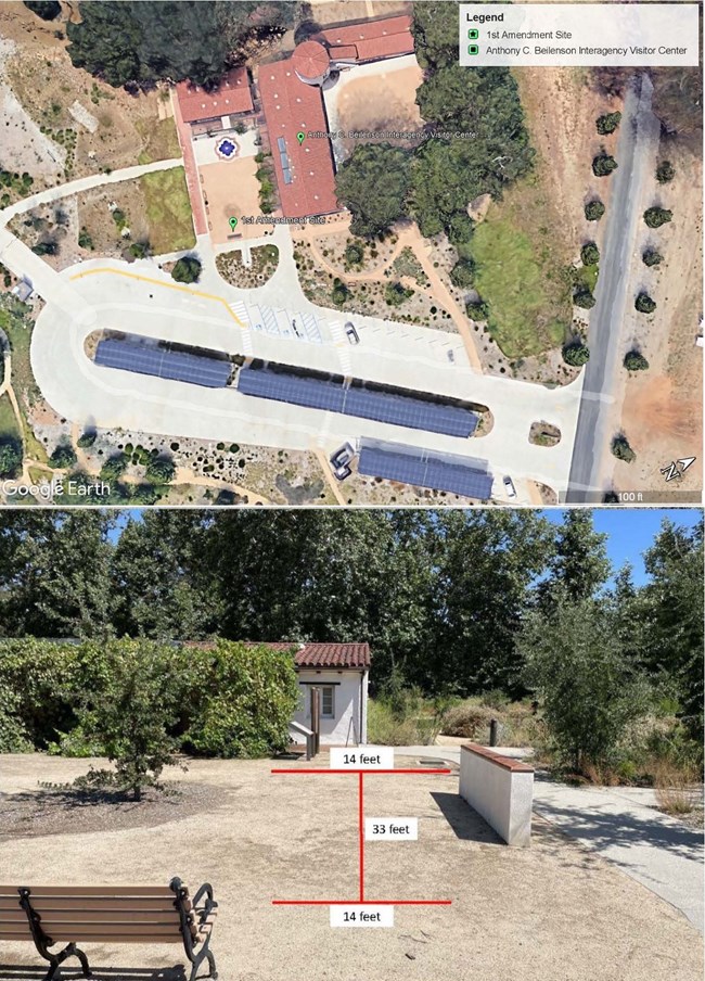 Satellite images of the location for First Amendment activities at King Gillette Ranch.