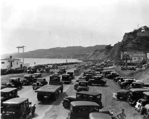Traffic along Pacific Coast Highway from the 20th Century.