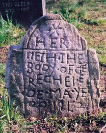 This headstone from the 1750s has one of the earliest images in the cemetery, a star design.