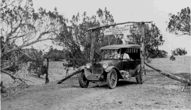 An automobile at Gran Quivira National Monument in 1925.
