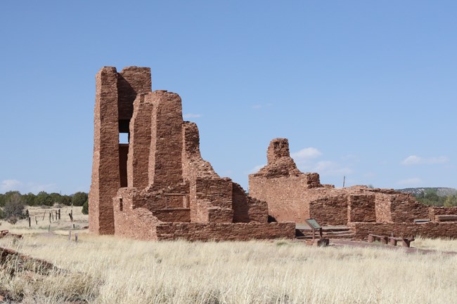 Red sandstone church ruins