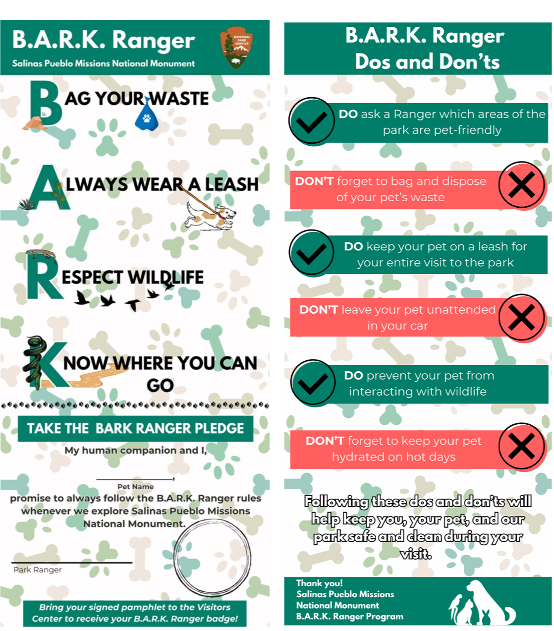 Bark Ranger Flyer Front and Back