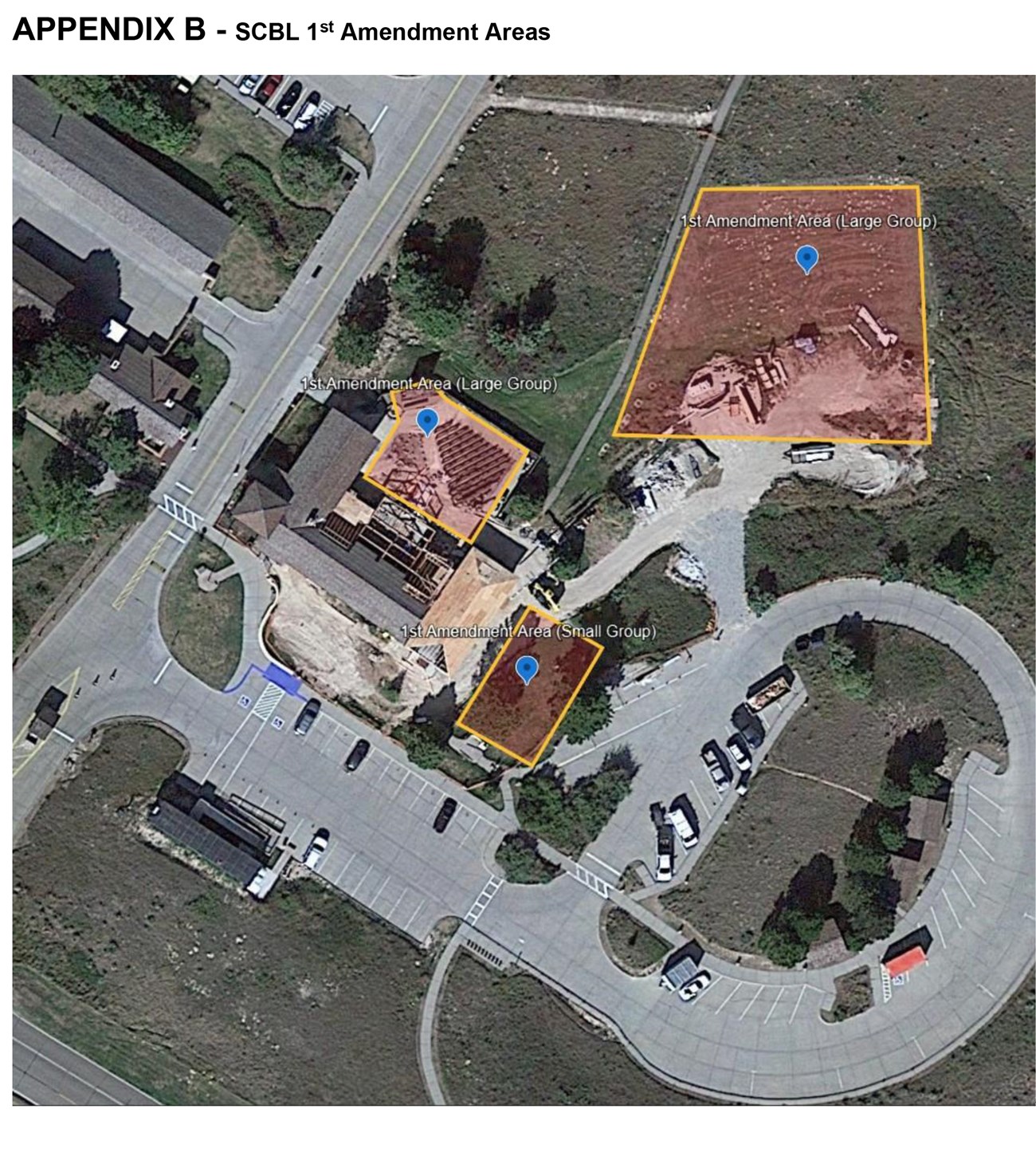 A map showing areas in Scotts Bluff National Monument where 1st Amendment Demonstrations may take place.