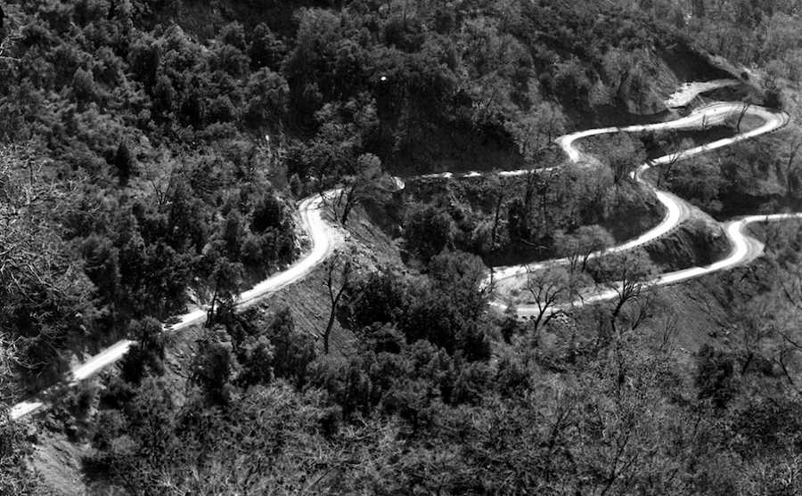 A view of the winding switchbacks road.