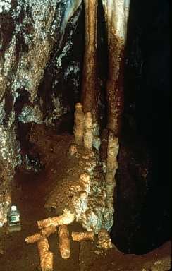 1970s photo of the same area of Soldiers Cave showing the damage and muddying of this formerly beautiful section of the cave