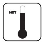 A symbol of a thermometer nearly full to indicate hot temperatures.