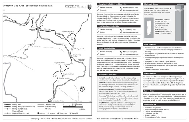 Map of Compton Gap Area with roads and trails noted.