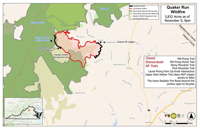 Map of burn area and closures