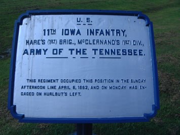 Position Marker #004: 11th Iowa Infantry close up photograph
